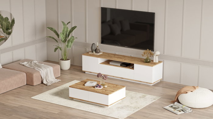 Hanah Home Conjunto de Muebles de Salón Fr17-Aw Pino Atlántico y Blanco